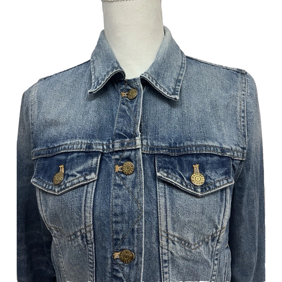 Madewell Womens Blue Stonewash Relaxed Denim Jean Trucker Button Up Jacket Small - Picture 4 of 11